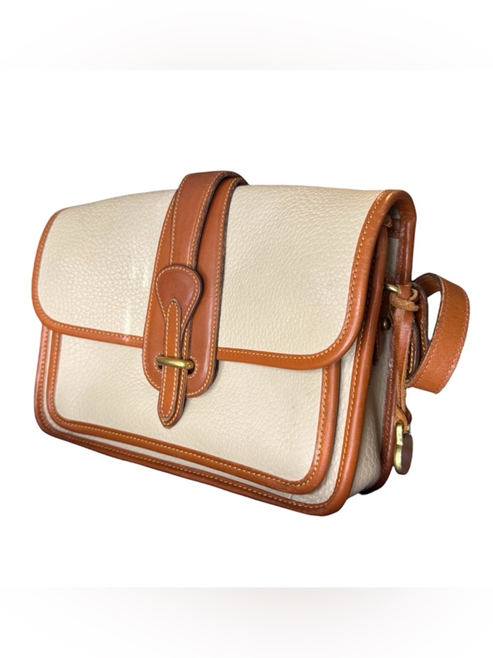 Vintage Dooney & Bourke R125 Bone British Tan All Weather Leather shoulder bag - Picture 2 of 13